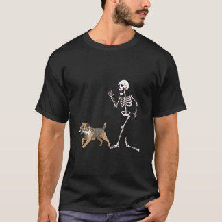Funny Halloween Border Terrier and Skeleton T-Shirt