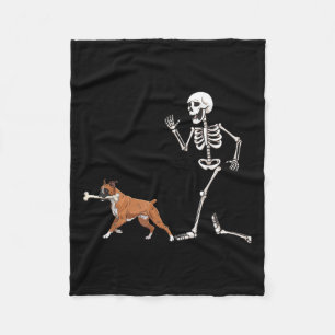 Funny Halloween Boxer And Skeleton Fleece Blanket