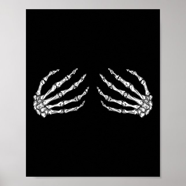 Funny Halloween Breast Costume Fun Skeleton Hands  Poster (Front)