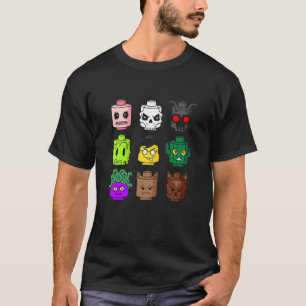 Funny Halloween Building Brick Head Zombie Skeleto T-Shirt
