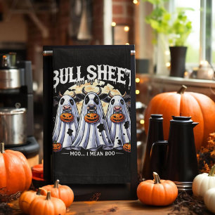 Funny Halloween Bull Sheet moo bulls  Tea Towel