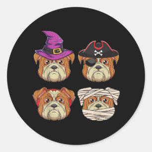 Funny Halloween Bulldog Dog - Dogs Lover Costume Classic Round Sticker