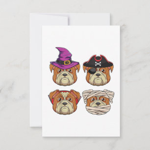 Funny Halloween Bulldog Dog - Dogs Lover Costume RSVP Card