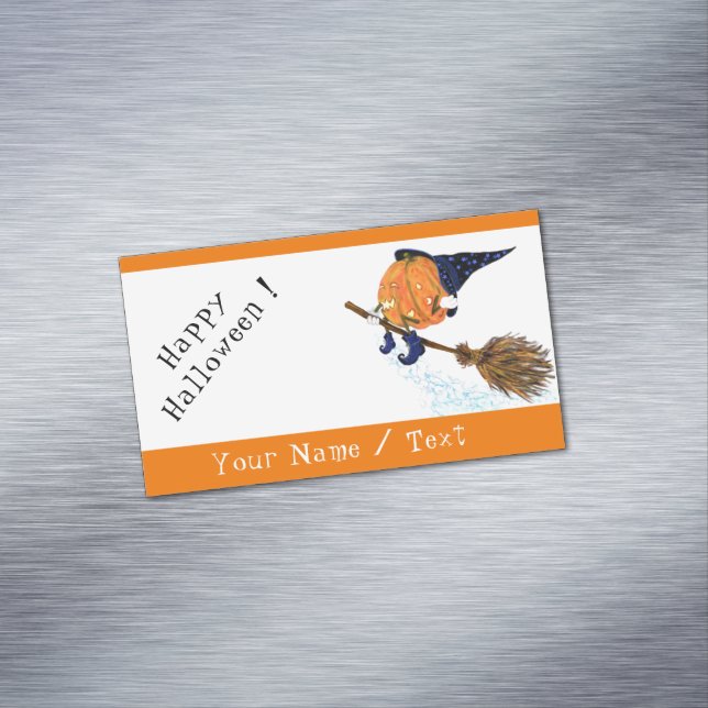 Funny Halloween Business Card Magnet Custom Text (In Situ)