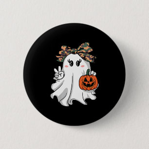 Funny Halloween Camouflage Camo Ghost Hello Huntin 6 Cm Round Badge