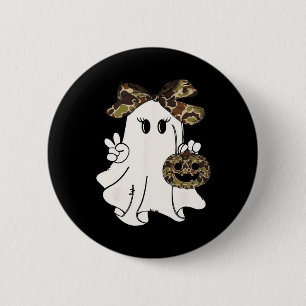 Funny Halloween Camouflage Camo Ghost Hello Huntin 6 Cm Round Badge