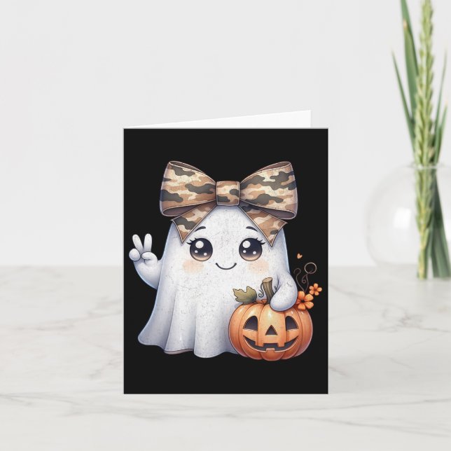 Funny Halloween Camouflage Camo Ghost Hello Huntin Card (Front)