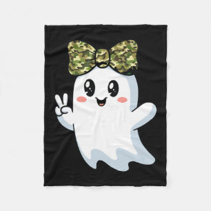 Funny Halloween Camouflage Camo Ghost Hello Huntin Fleece Blanket