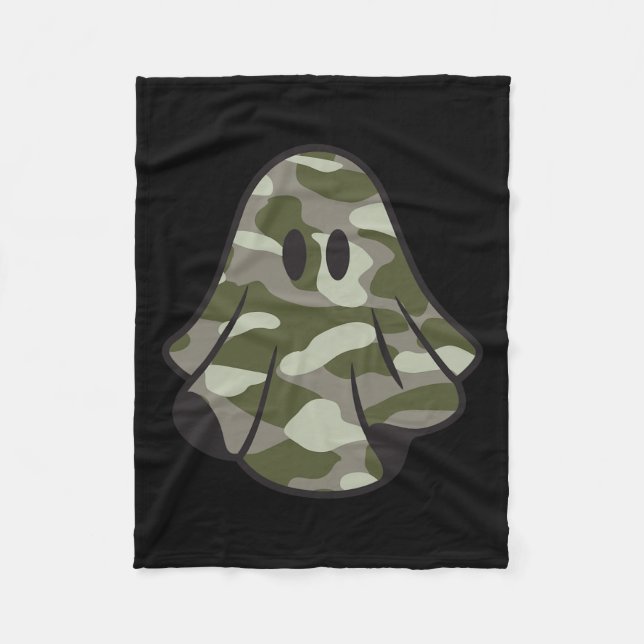 Funny Halloween Camouflage Camo Ghost Hello Huntin Fleece Blanket (Front)