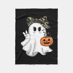 Funny Halloween Camouflage Camo Ghost Hello Huntin Fleece Blanket