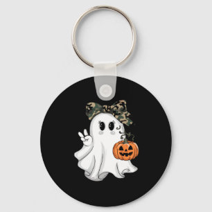 Funny Halloween Camouflage Camo Ghost Hello Huntin Key Ring