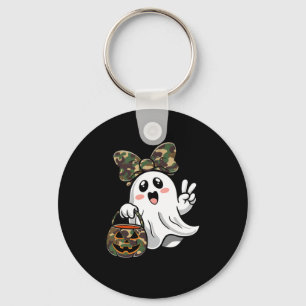 Funny Halloween Camouflage Camo Ghost Hello Huntin Key Ring