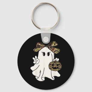 Funny Halloween Camouflage Camo Ghost Hello Huntin Key Ring