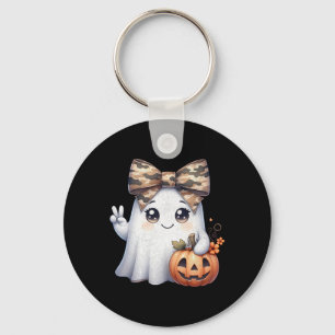 Funny Halloween Camouflage Camo Ghost Hello Huntin Key Ring