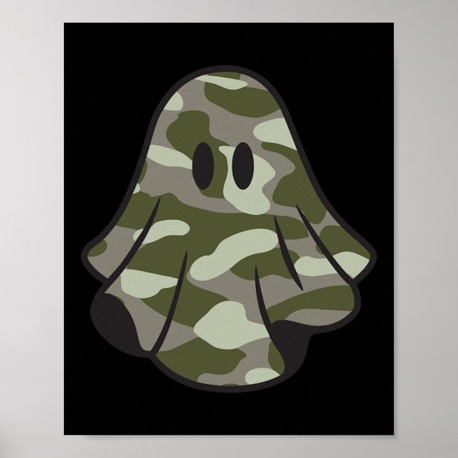 Funny Halloween Camouflage Camo Ghost Hello Huntin Poster (Front)