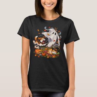 Funny Halloween Camping Dog Chases A Ghostly Tent! T-Shirt