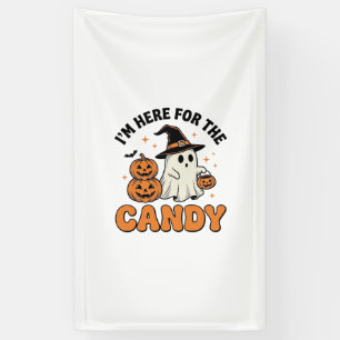 Funny Halloween Candy Ghost Pumpkin Vintage Design Banner