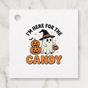 Funny Halloween Candy Ghost Pumpkin Vintage Design Favour Tags