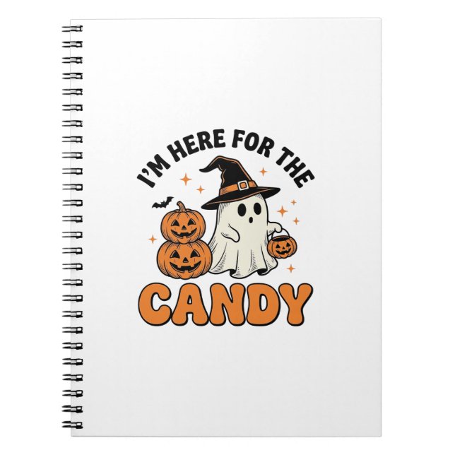 Funny Halloween Candy Ghost Pumpkin Vintage Design Notebook (Front)