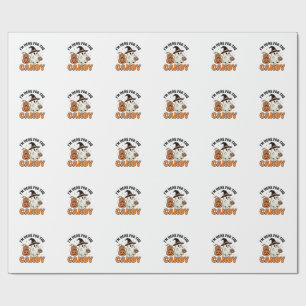Funny Halloween Candy Ghost Pumpkin Vintage Design Wrapping Paper