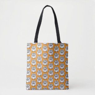 Funny Halloween Cartoon Owls Orange Tote Bag