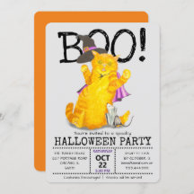 Funny Halloween Cat and Mouse Party Invitation