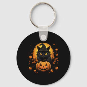 Funny Halloween Cat Costume Pumpkin Cat Black Cat Key Ring