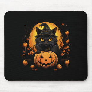 Funny Halloween Cat Costume Pumpkin Cat Black Cat Mouse Pad