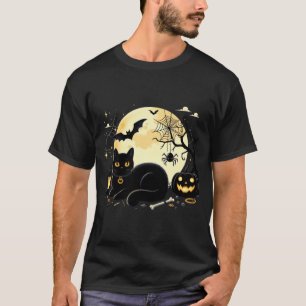 Funny Halloween Cat Costume Pumpkin Cat Black Cat T-Shirt