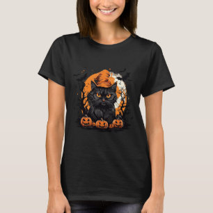 Funny Halloween Cat Costume Pumpkin Cat Black Cat T-Shirt