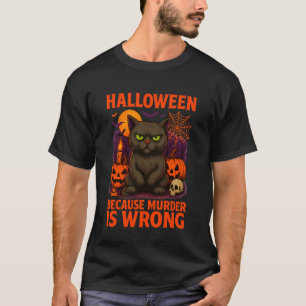 Funny Halloween Cat Costume Pun Orange Purple Spoo T-Shirt