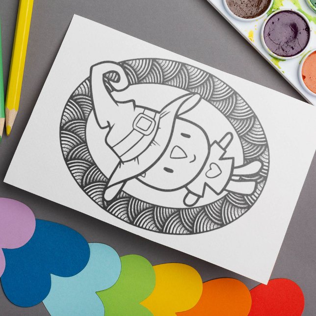 Funny Halloween Cat Doll Colouring Page Poster (Creator Uploaded)