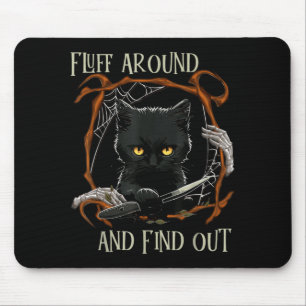 Funny Halloween Cat Fluff Around And Find Out Mouse Pad