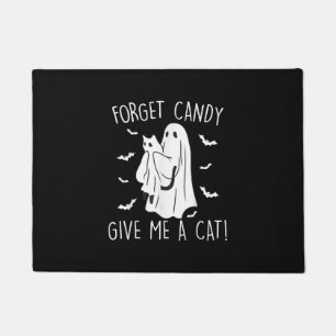 Funny Halloween Cat Ghost Forget Candy Give Me Cat Doormat