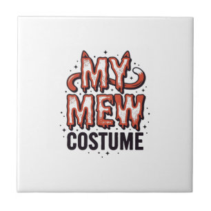 Funny Halloween Cat Mew Costume Vintage Design_1 Ceramic Tile