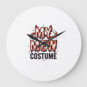 Funny Halloween Cat Mew Costume Vintage Design_1 Large Clock