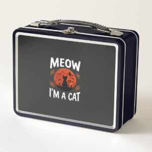 Funny Halloween Cat Moon Silhouette Graphic Metal Lunch Box