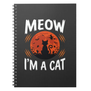 Funny Halloween Cat Moon Silhouette Graphic Notebook