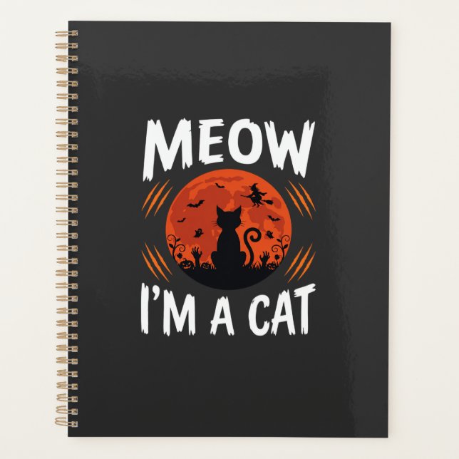 Funny Halloween Cat Moon Silhouette Graphic Planner (Front)