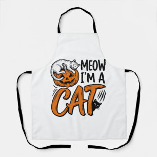 Funny Halloween Cat Pumpkin Typography Shirt Desig Apron