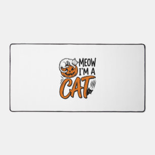 Funny Halloween Cat Pumpkin Typography Shirt Desig Desk Mat