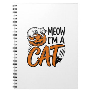Funny Halloween Cat Pumpkin Typography Shirt Desig Notebook