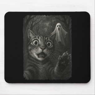 Funny Halloween Cat Selfie With Soky Cat Ghost Lov Mouse Pad