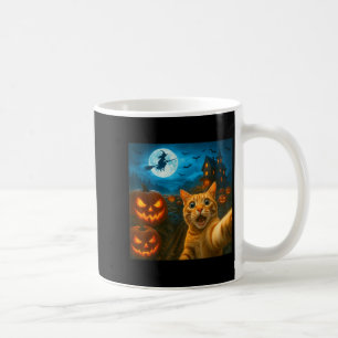 Funny Halloween Cat Selfie With Soky Pumpkins Men Coffee Mug