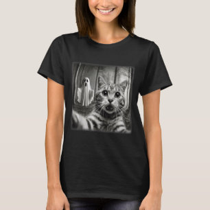 Funny Halloween Cat Selfie with Spooky Ghost Cat T-Shirt