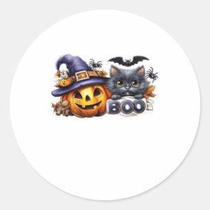 Funny Halloween Cat Sticker � Witch Hat, Pumpkin a