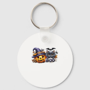 Funny Halloween Cat Sticker � Witch Hat, Pumpkin a Key Ring