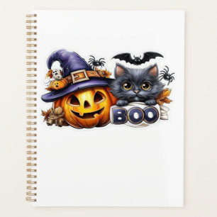 Funny Halloween Cat Sticker Witch Hat, Pumpkin an Planner