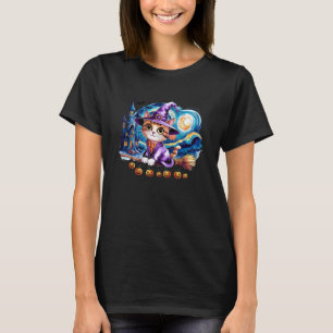 Funny Halloween Cat Witch Spooky Ghost Trick or Tr T-Shirt