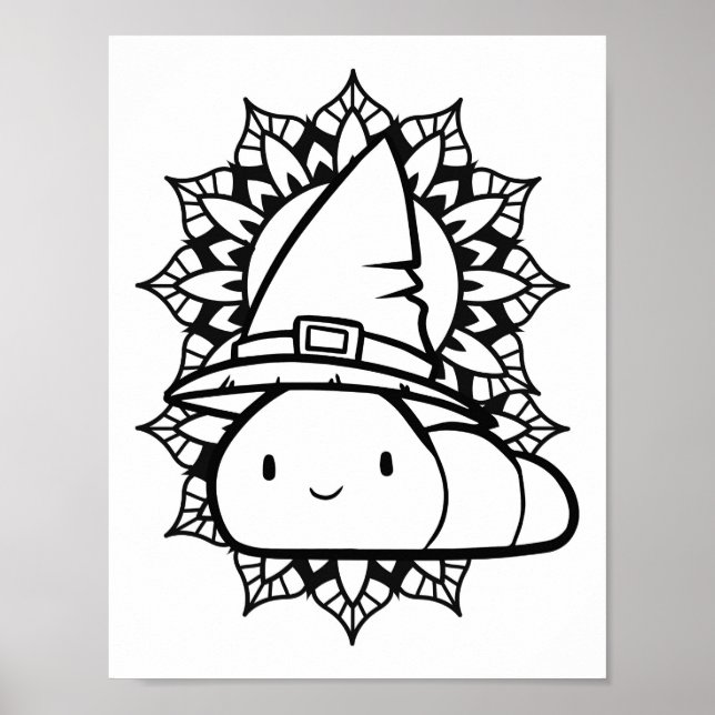 Funny Halloween Caterpillar Colouring Page Poster (Front)
